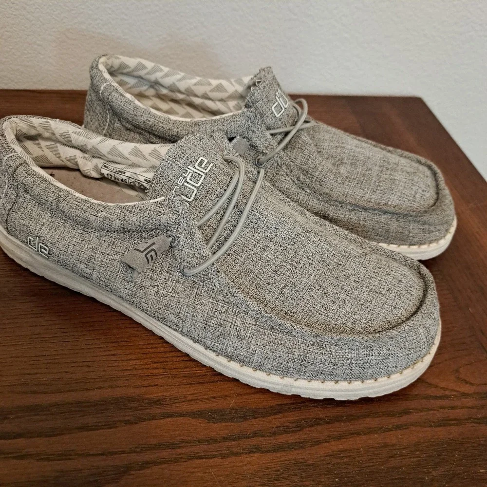 Hey Dude Wally Linen Iron Grey Men's Slip On Loafers Size 12 110793901